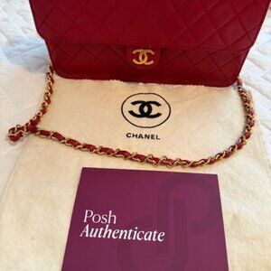 Chanel Classic Flap full flap push lock red lambskin
